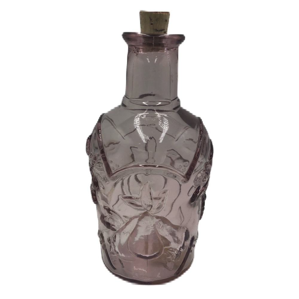 Libbey Glass Decanter Orchard Fruit Embossed Pink